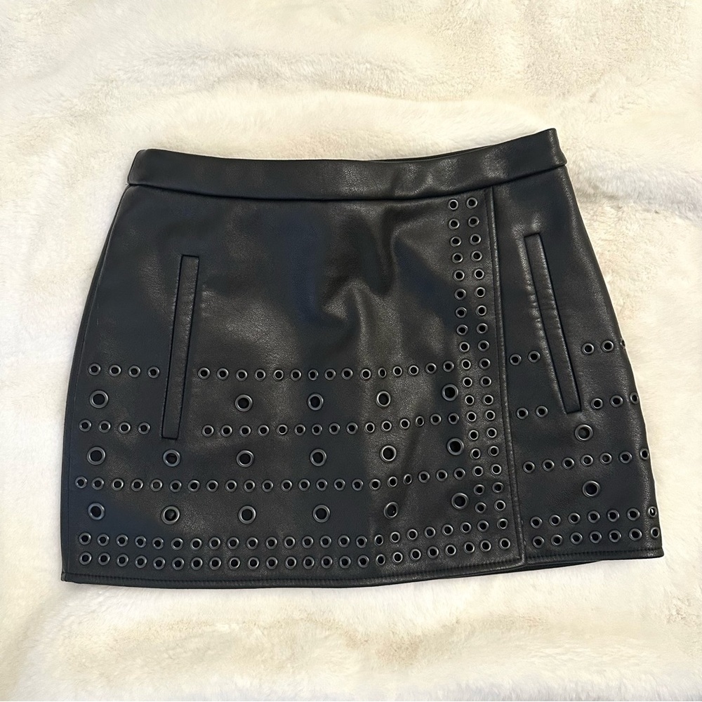 BCBG vegan leather wrap mini skirt size 2